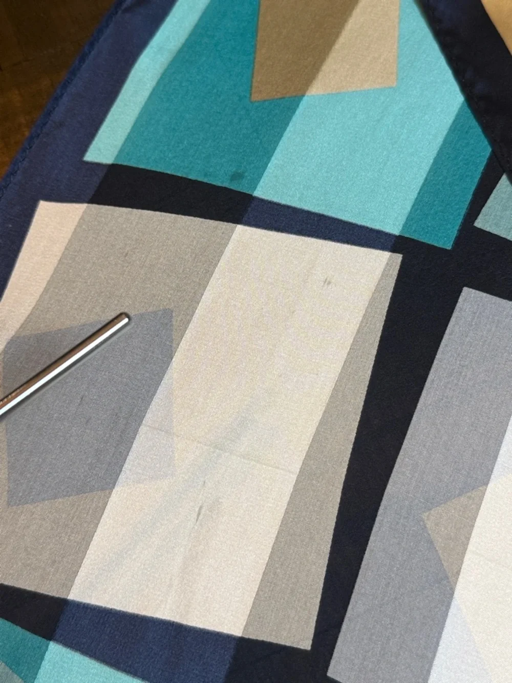 Echo Silk Scarf Y2K Geometric‎ Blue Green Sheer Lightweight